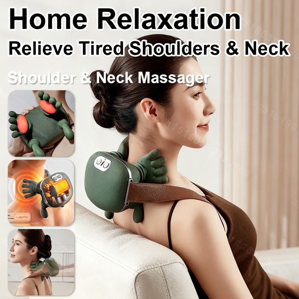 50% Off Discount Neck & Traps Massager – Rechargeable, Multi-Mode Pain Relief
